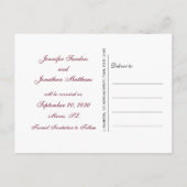 Burgundy Grey Script Monogram Save the Date Ankündigungspostkarte (Rückseite)