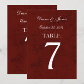 Burgundy Grunge Damask Wedding Tischnummer Set (Vorne/Hinten)