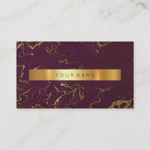 Burgundy Grungy Gold Marble Vip Business Card Visitenkarte