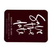 Burgundy Handgeschriebene Kalligrafie Save the Dat Magnet (Horizontal)