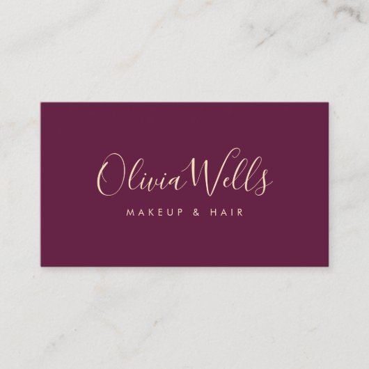 Burgundy Handgeschriebene Skript Social Media Icon Visitenkarte (Vorderseite)