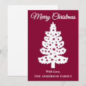 Burgundy Handgeschriebener Weihnachtsbaum Feiertagskarte (Vorne/Hinten)