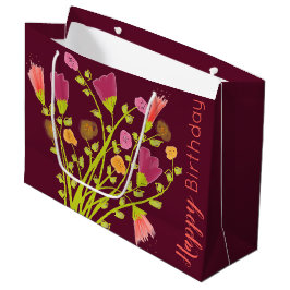 Burgundy Happy Birthday Paper Tote Bag Große Geschenktüte