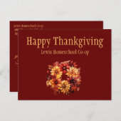 Burgundy Happy Thanksgiving von Homeschool Co op Postkarte (Vorne/Hinten)