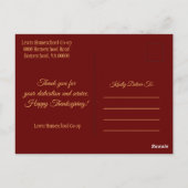 Burgundy Happy Thanksgiving von Homeschool Co op Postkarte (Rückseite)