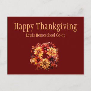 Burgundy Happy Thanksgiving von Homeschool Co op Postkarte