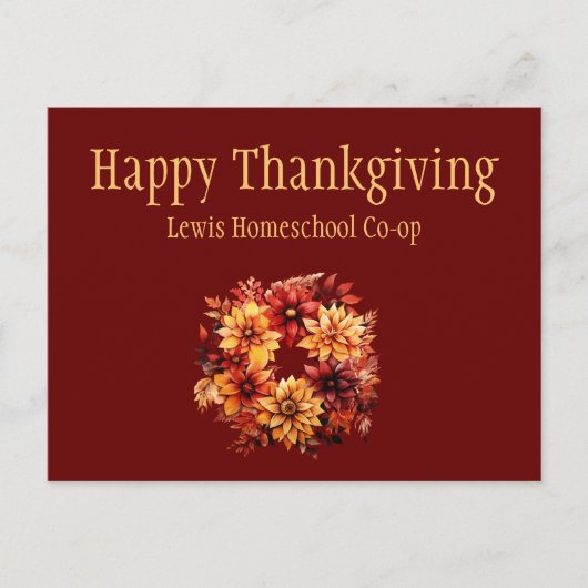 Burgundy Happy Thanksgiving von Homeschool Co op Postkarte (Vorderseite)