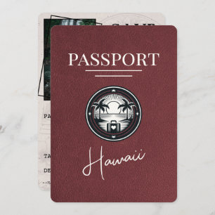 Burgundy Hawaii Passport Save the Date