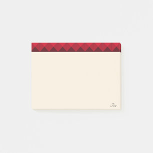 Burgundy-Header auf beige Post-it Klebezettel