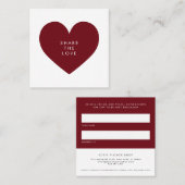 Burgundy Heart Minimalist Share the Love Empfehlungskarte (Vorne/Hinten)