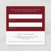 Burgundy Heart Minimalist Share the Love Empfehlungskarte (Rückseite)