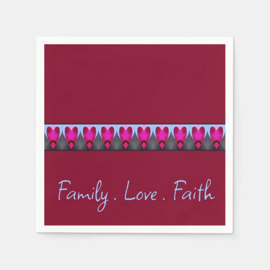 Burgundy Heart Pattern Serviette (Vorderseite)