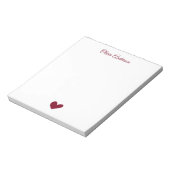 Burgundy Heart  Valentines Day Personalized Name Notizblock (Rotiert)