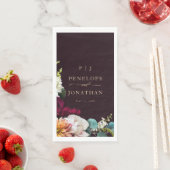 Burgundy Herbst Floral Gold Monogram Wedding Serviette (Beispiel)