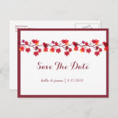 Burgundy Herbstblätter Hochzeiten speichern die Da Ankündigungspostkarte (Vorne/Hinten)