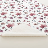 Burgundy Herbstlaubs Pattern Wasserfarbe Sherpadecke (3/4)