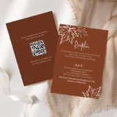 Burgundy Herbstlaubs QR Code UAWG Wedding Begleitkarte