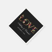 Burgundy-Hochzeit der Liebe Watercolor-Schwarz Serviette (Ecke)