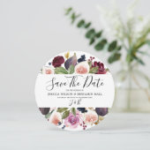 Burgundy-Hochzeit der Wasserfarbe Save The Date (Stehend Vorderseite)