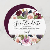 Burgundy-Hochzeit der Wasserfarbe Save The Date (Vorne/Hinten)