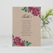 Burgundy Hochzeitssitzkarte. Dahlia Einladung (Stehend Vorderseite)