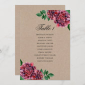 Burgundy Hochzeitssitzkarte. Dahlia Einladung (Vorne/Hinten)