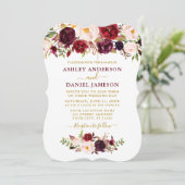 Burgundy-Hochzeitszange Einladung (Stehend Vorderseite)