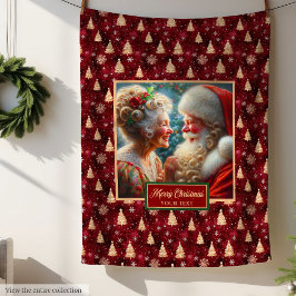 Burgundy Holiday Blanket Weihnachtsmann Fleecedecke