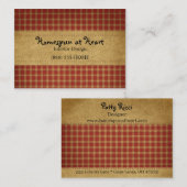 Burgundy Homespun Crafty Business Card Visitenkarte (Vorne/Hinten)