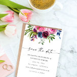 Burgundy Hot Pink & Navy Blue Save the Date V3<br><div class="desc">Schicken Sie eine Save the Date Karte,  um Ihre Gäste mit Ihrer Hot Pink & Navy Blue Floral Save the Date Card zum Feiern Ihrer Hochzeit oder Ihres Party zu bewegen. Aus Aquarell-Blume.</div>