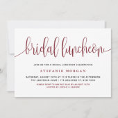 Burgundy Hübsch Calligraphy Bridal Luncheon Einladung (Vorderseite)