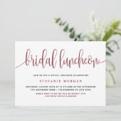 Burgundy Hübsch Calligraphy Bridal Luncheon Einladung (Stehend Vorderseite)