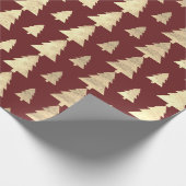 Burgundy Hütte Goldene Blüte Weihnachtsbaum Geschenkpapier (Ecke)