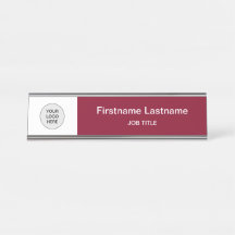 Burgundy Ihr Logo Modernes Schreibtisch Name Plaka