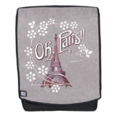 Burgundy Illustration Eiffelturm White Daisies Rucksack (Vorderseite)