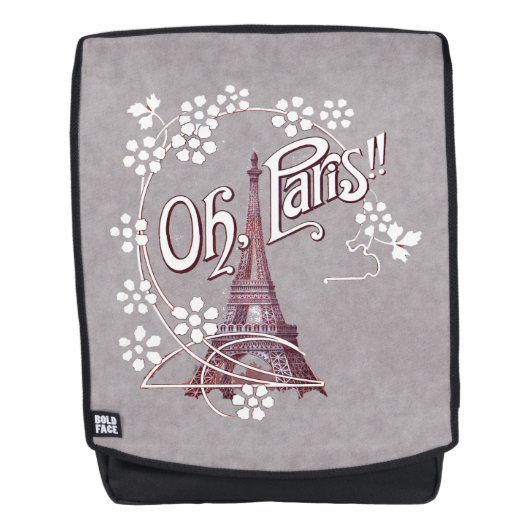 Burgundy Illustration Eiffelturm White Daisies Rucksack (Vorderseite)