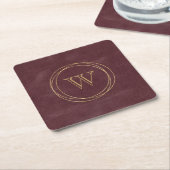 Burgundy Imitate Leather Gold Circles Monogram Rechteckiger Pappuntersetzer (angewinkelt)