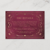 Burgundy Imitats Gold Tarot Celestis Hochzeiten De Begleitkarte (Vorderseite)