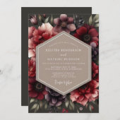 Burgundy Impasto Flora Wedding Einladung (Vorne/Hinten)