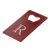 Burgundy Initial Stainless Steel Bottle Opener Geldbeutel Flaschenöffner (Vorderseite Schrägansicht)