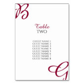 Burgundy Initials Herbst Hochzeit im Herbst Gästeb Tischnummer (Rückseite)