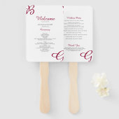 Burgundy Initials Herbstprogramm Hochzeit im Herbs Fächer (Vorne und Hinten)