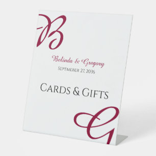 Burgundy Initials Hochzeit im Herbst Karten & Gesc Sockelschild