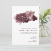 Burgundy Ink Wash Girl Baby Dusche by Mail Einladung (Stehend Vorderseite)