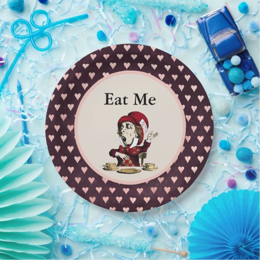 Burgundy isst Mad Hatter Alice im Wunderland Pappteller (Party)