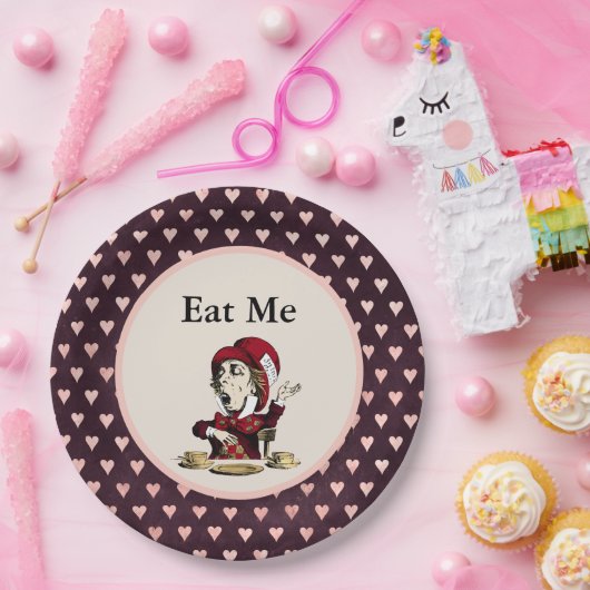 Burgundy isst Mad Hatter Alice im Wunderland Pappteller (Party)