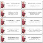 Burgundy Ivory Blush Floral Wedding Guest Address Aufkleber (Vorderseite)