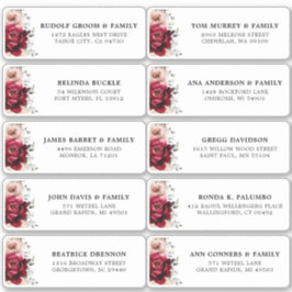 Burgundy Ivory Blush Floral Wedding Guest Address Aufkleber