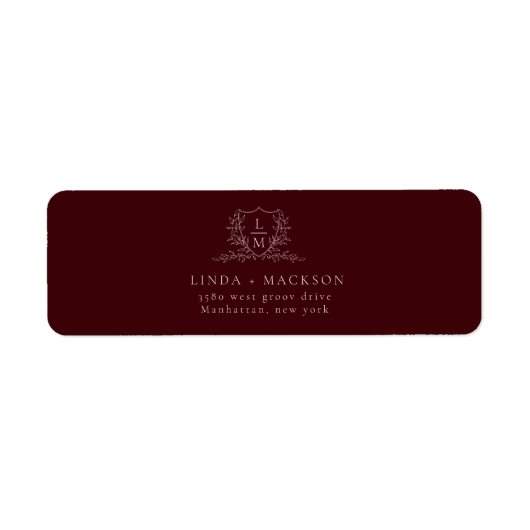 Burgundy & Ivory botanical crest monogram wedding (Vorne)