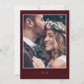 Burgundy & Ivory Botanical Elegant Photo Save The Date (Rückseite)
